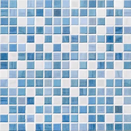 Mosaikfliesen in diversen Blautönen